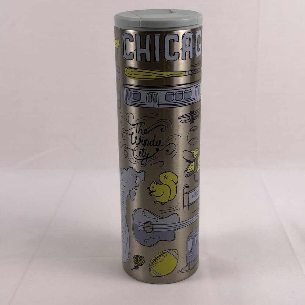 Starbucks Been There Series Chicago Slim Travel Tumbler Cup Stainless Steel 16oz